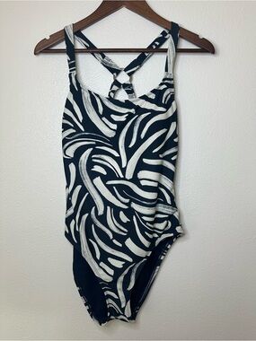 Hurley Navy and White Swirl One-Piece Swimsuit